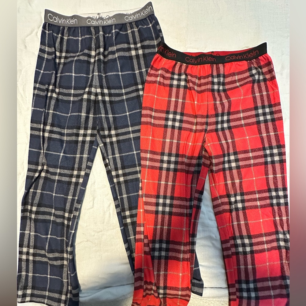 Calvin Klein Kids Plaid Pajama Bottoms - Navy and Red